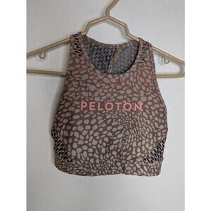 Peloton WITH Sports Bra Medium Brown Pink Animal Print Racerback